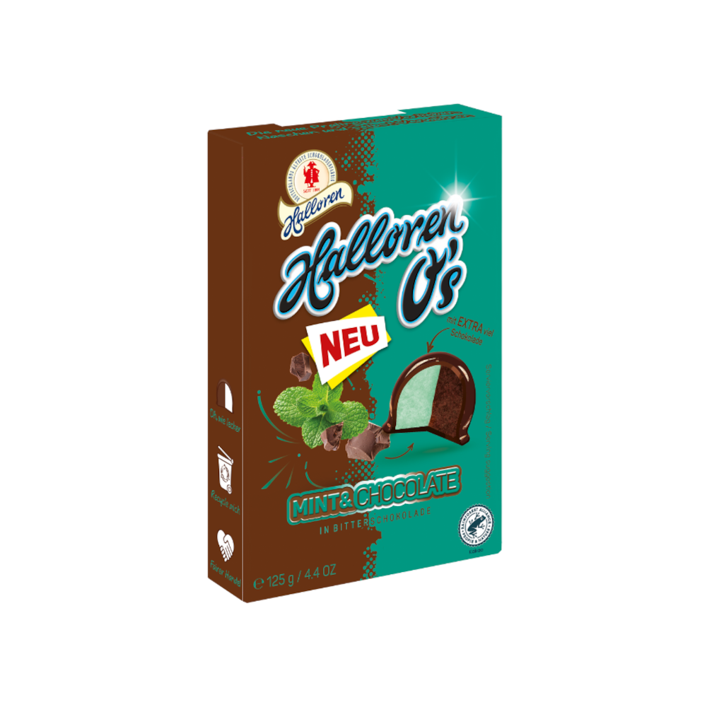 Halloren O's Mint & Chocolate Pralinen 125g / 4.4oz