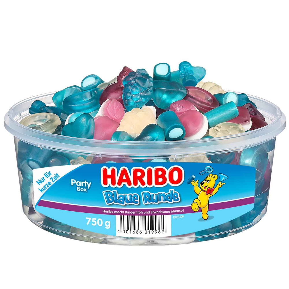 HARIBO Blaue Runde Fruchtgummis und Schaumzucker 750g / 26.45oz