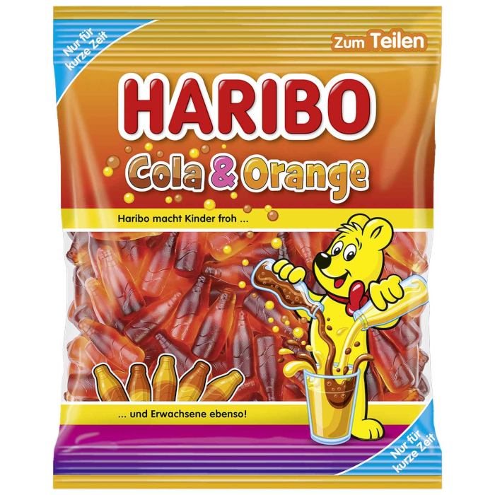 HARIBO Cola & Orange Fruchtgummi in Flaschenform 160g / 5.64oz