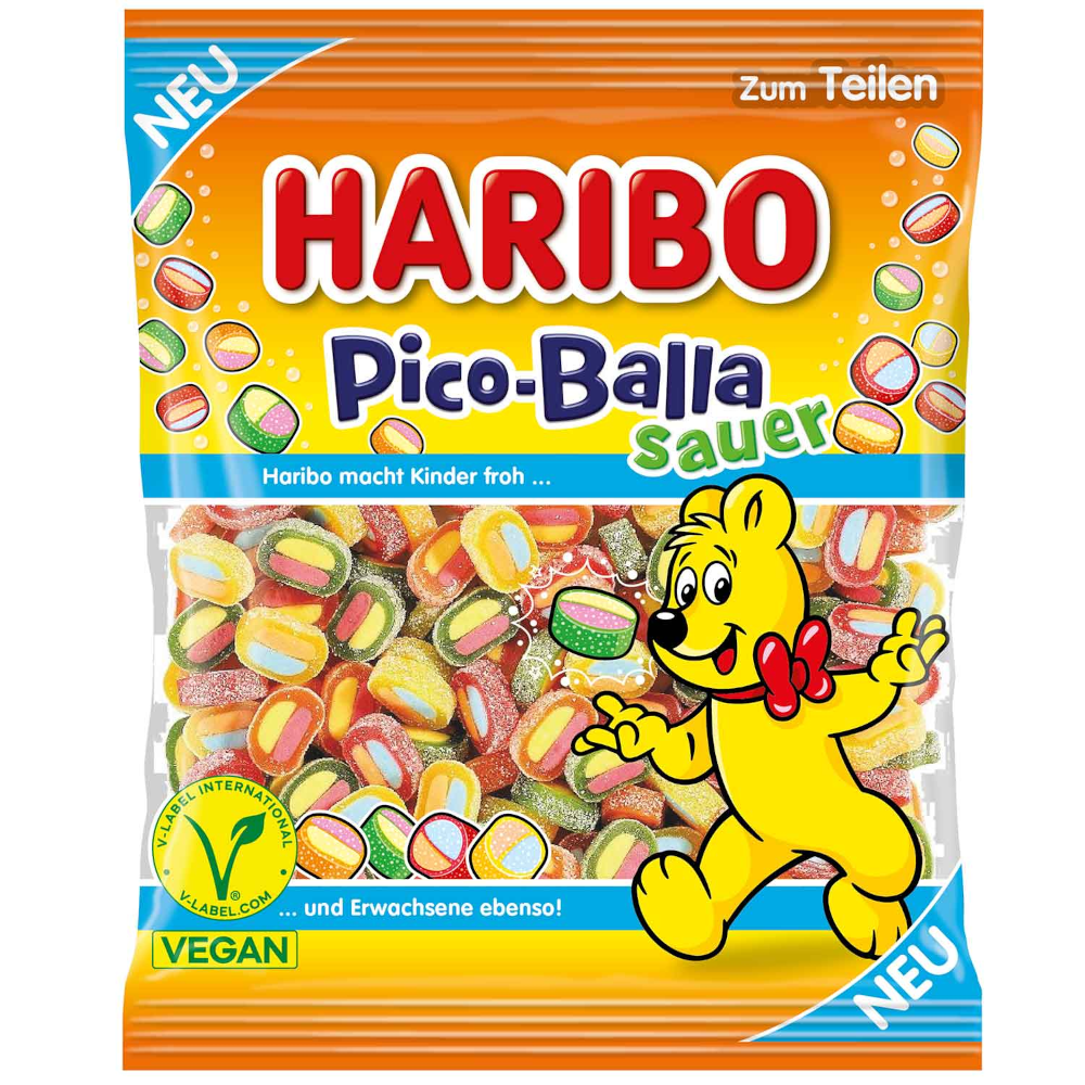 HARIBO Pico-Balla Sauer Vegan Fruchgummi-Konfekt 160g