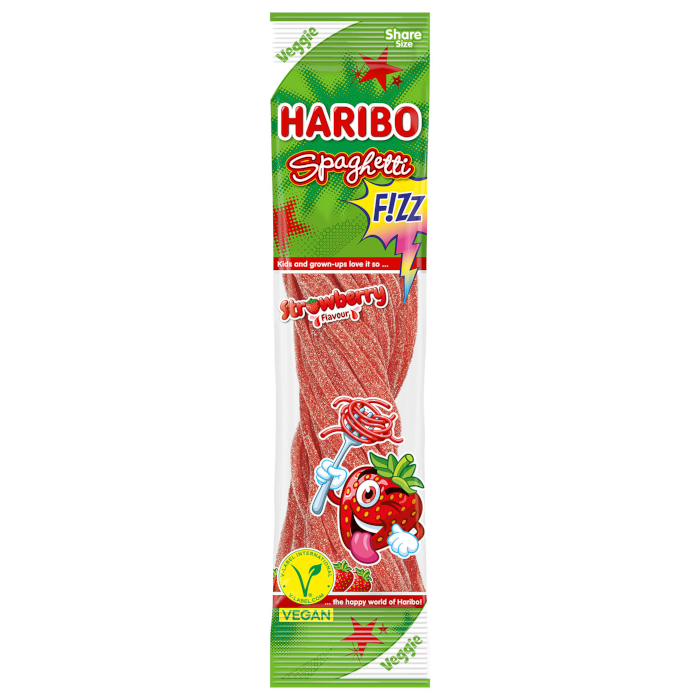 HARIBO Spaghetti FIZZ Strawberry veganes Fruchtgummi 200g