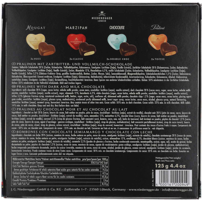 Niederegger Meisterselektion Herzen "Dark" 125g