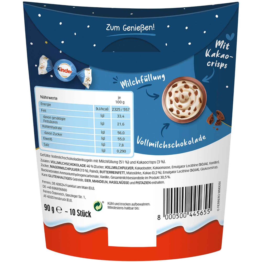 Ferrero Kinder Kugeln Milk & Crispy Bits Sensations 90g / 3.17oz