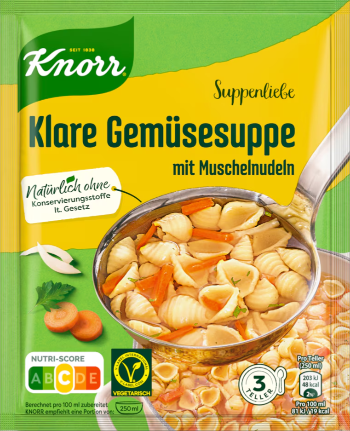 Knorr Suppenliebe Klare Gemüsesuppe mit Muschelnudeln 0,75 Liter
