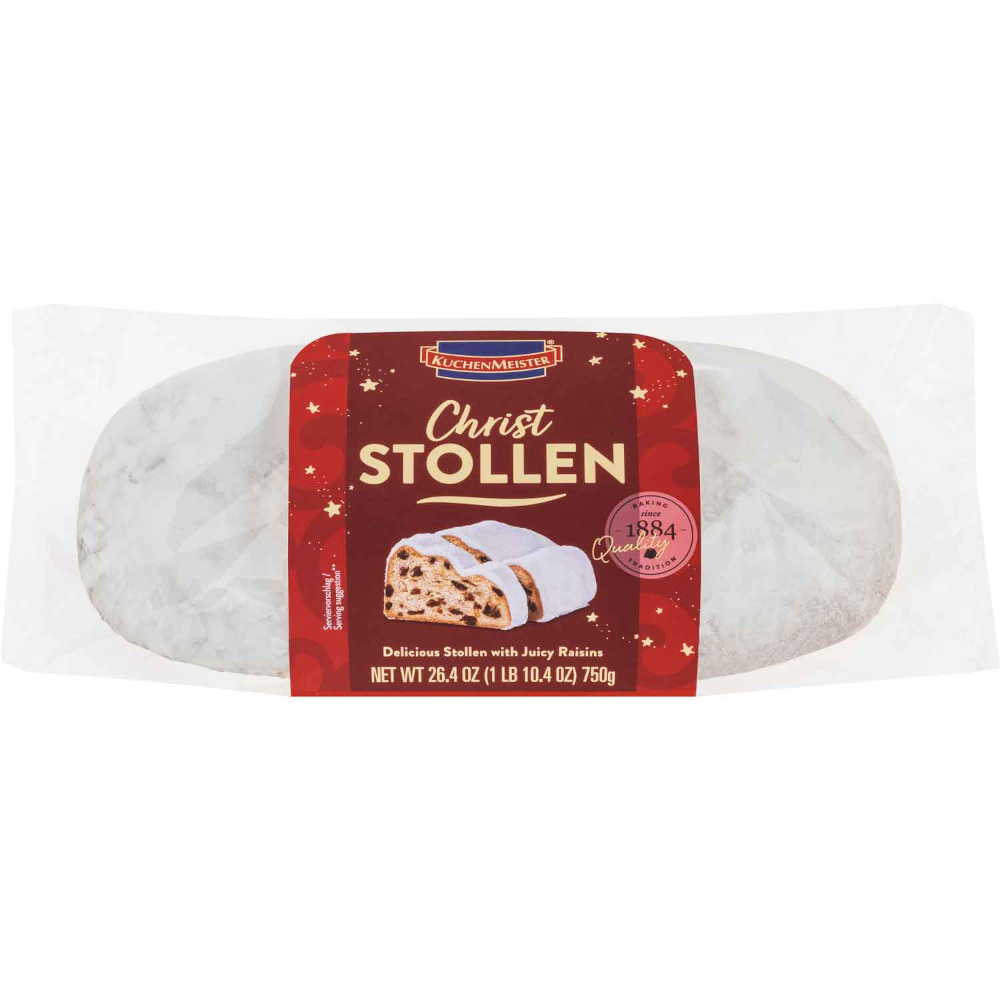 KuchenMeister Christstollen mit Rosinen Weihnachtsgebäck 750g