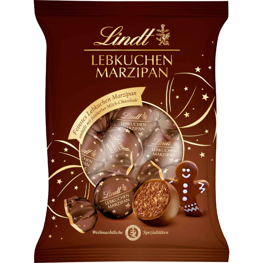 Lindt Lebkuchen Marzipan Kugeln Vollmilchschokolade 100g / 3.52oz