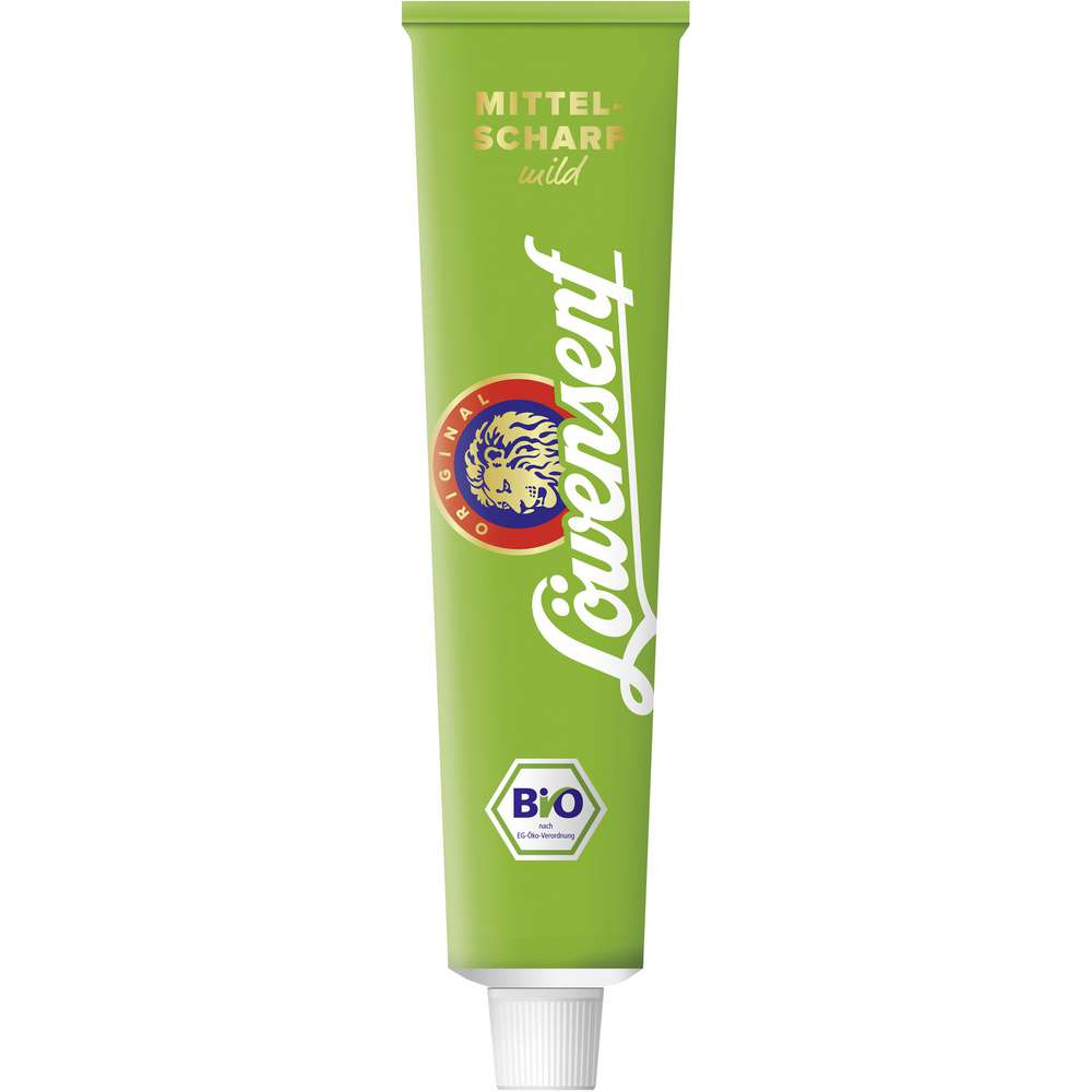Löwensenf Bio Mittelscharf, milder Senf in der 200ml / 7.05 fl.oz Tube