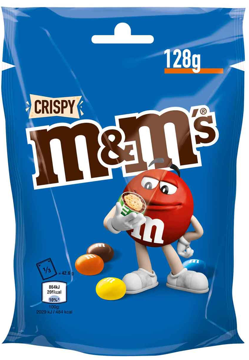M&M'S Crispy, Dragierte Schokolinsen mit Knusperreis 128g / 4.52oz