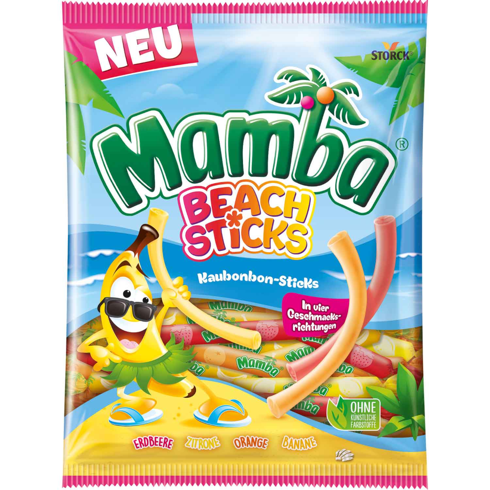 Storck Mamba Beach Sticks fruchtige Kaubonbons 160g / 5.64oz