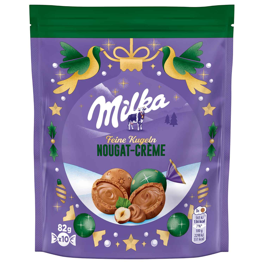 Milka Feine Schokoladen Kugeln Nougat-Crème 82g / 2.89oz