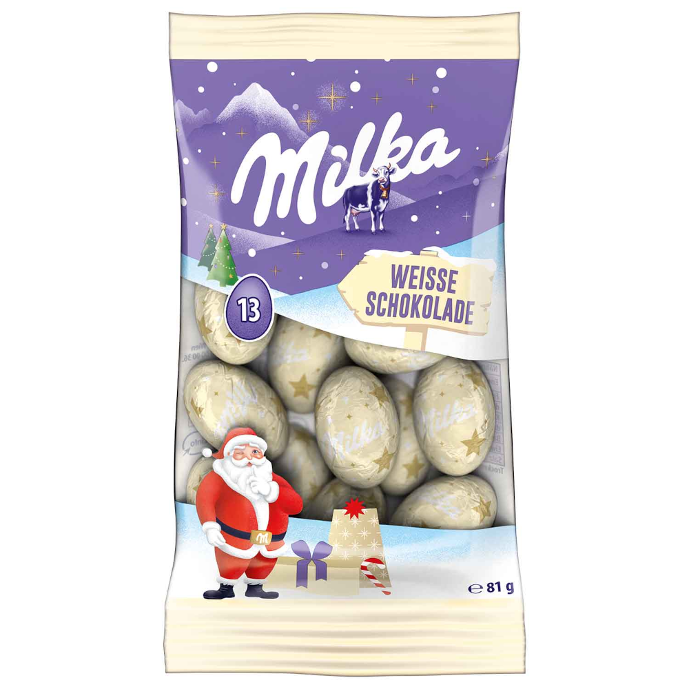 Milka Weihnachts-Kugeln weiße Schokolade 81g / 2.86oz