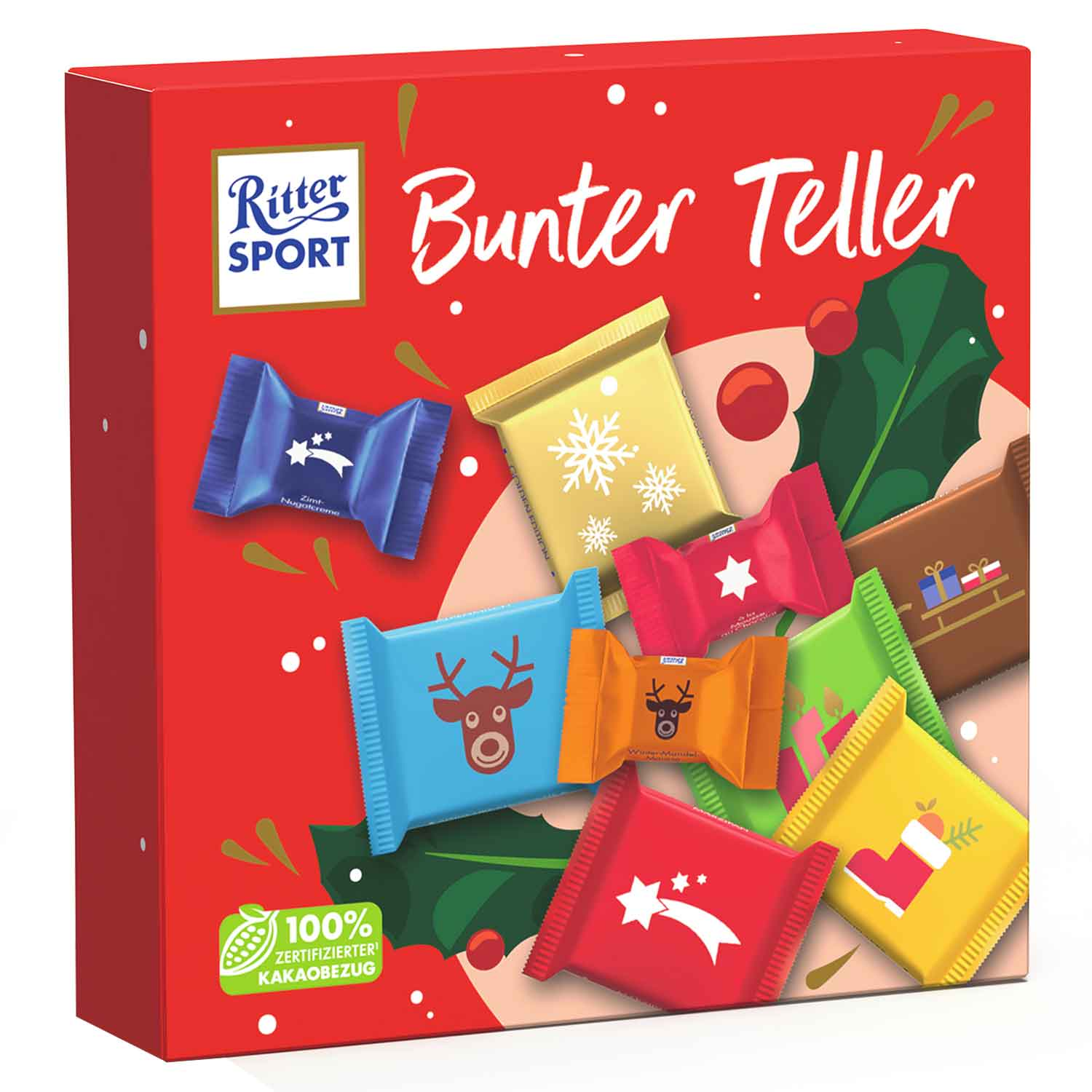 Ritter Sport Bunter Teller, Weihnachtsgeschenk 230g / 8.11oz