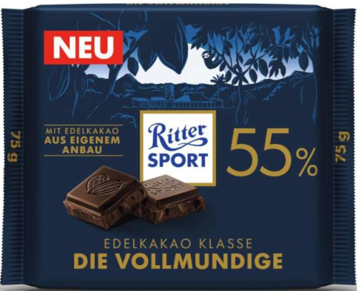 Ritter Sport Edelkakao Klasse Die Vollmundige Schokolade 55% 75g / 2.65oz