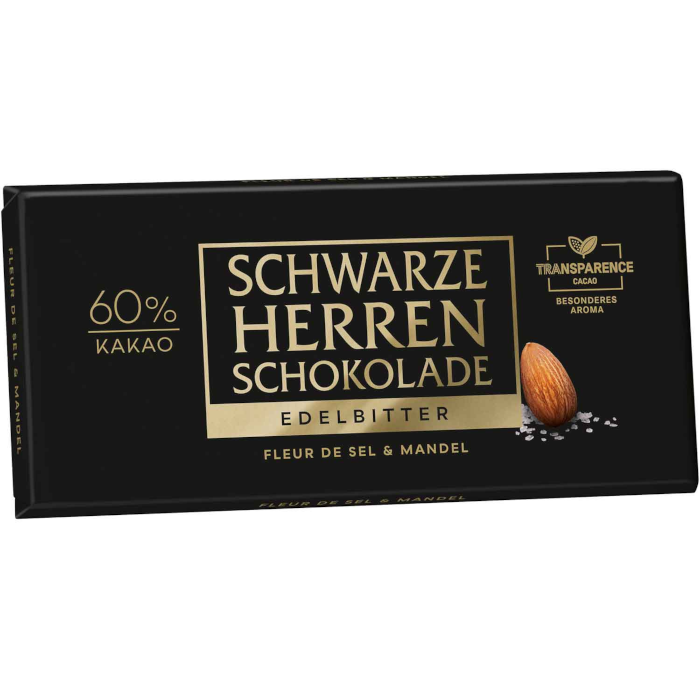 Schwarze Herren Schokolade Fleur de Sel & Mandel 100g / 3.52oz