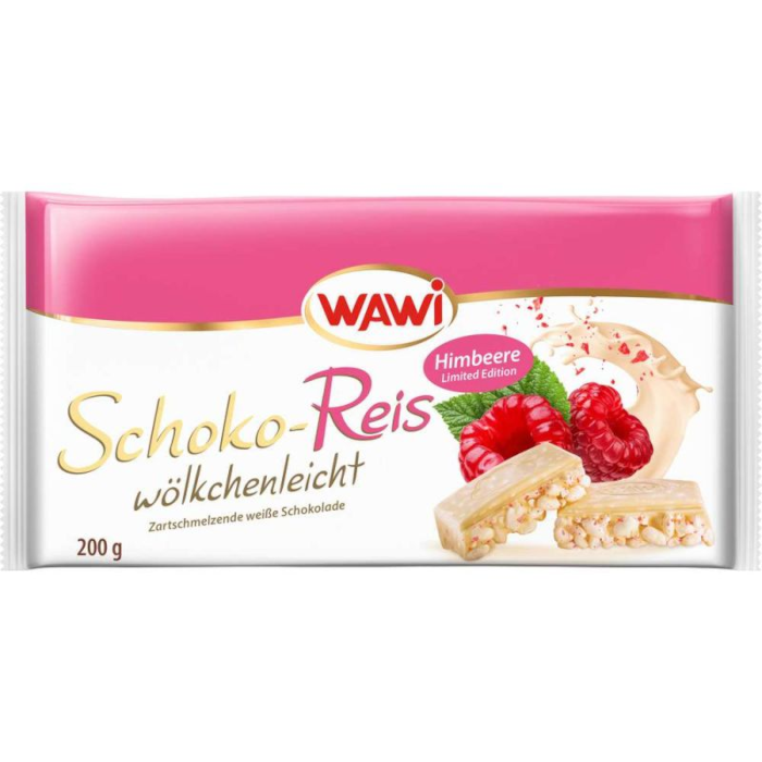 Wawi Schoko-Reis wölkchenleicht Weiße Himbeere Schokolade 200g