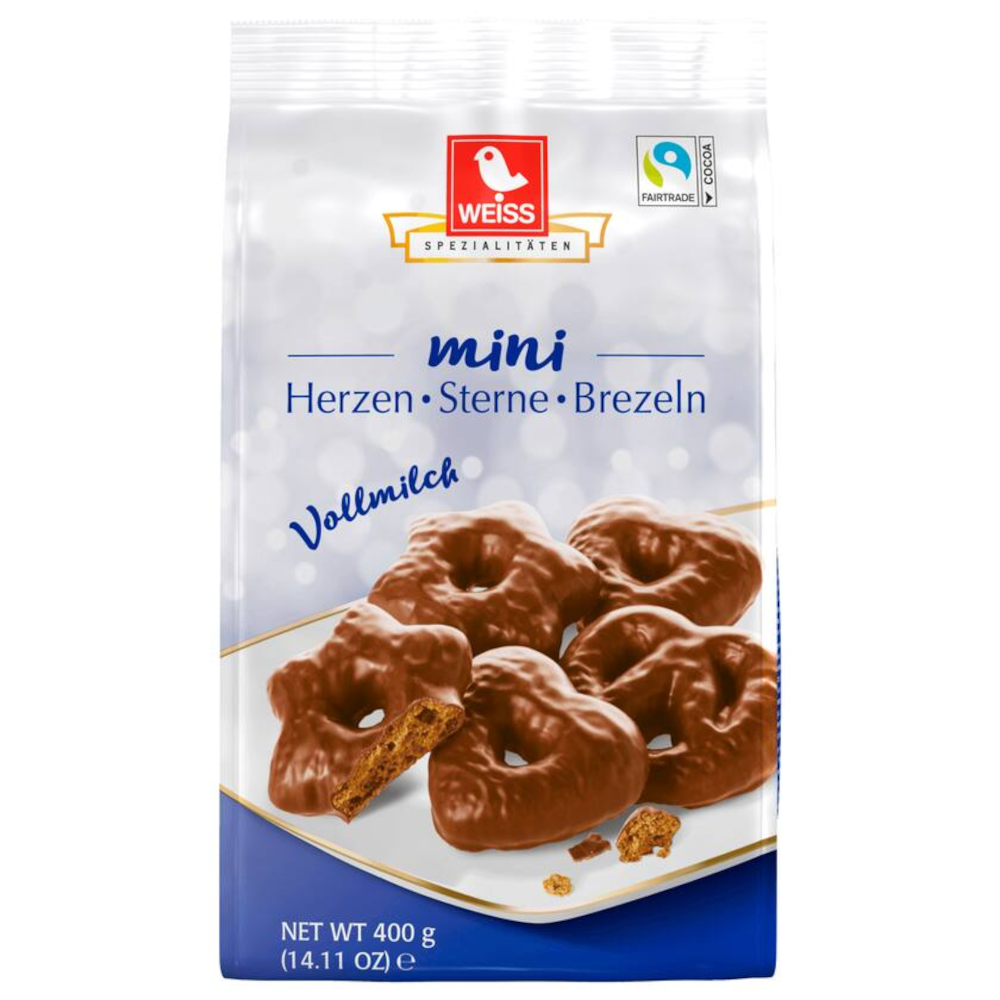 Weiss Mini Lebkuchen Herzen Sterne & Brezeln Vollmilch 400g