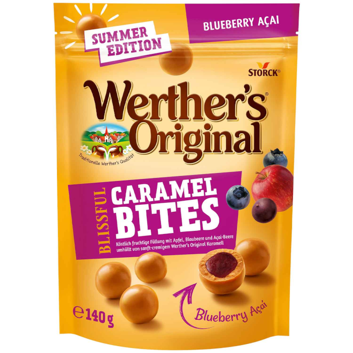 Storck Werthers Original Blissful Caramel Bites Blueberry Açaí 140g