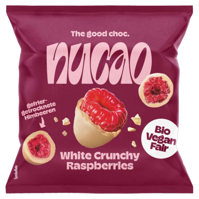 nucao Schokofrüchte White Crunchy Raspberries Bio, Vegan 50g / 1.76oz