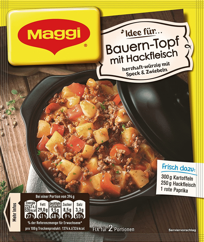 Maggi Fix für Bauerntopf mit Hackfleisch 39g