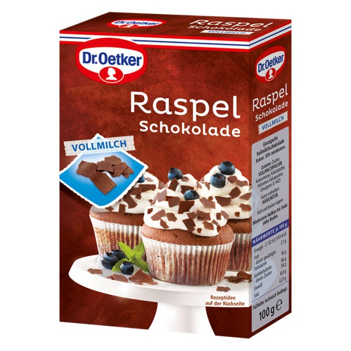 Dr. Oetker Raspelschokolade Vollmilch zum Dekorieren 100g
