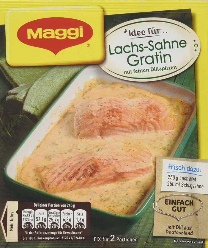 Maggi Fix für Lachs-Sahne-Gratin 26g