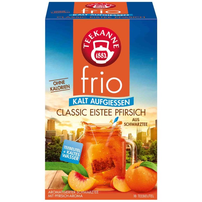 Teekanne frio Classic Eistee Pfirsich Tee zum kalt aufgießen 18 Teebeutel