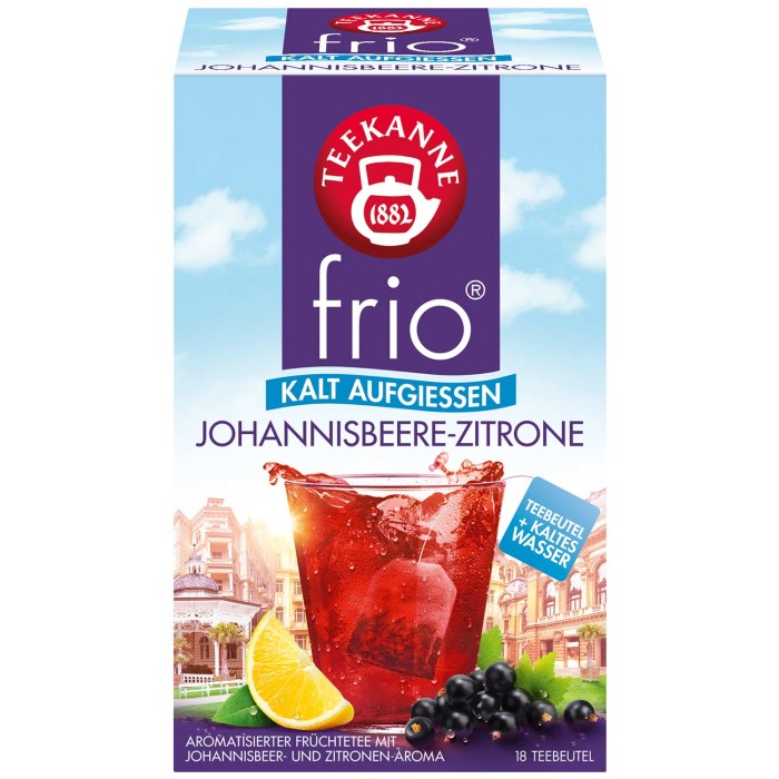Teekanne frio Johannisbeere-Zitrone Tee zum kalt aufgießen 18 Teebeutel