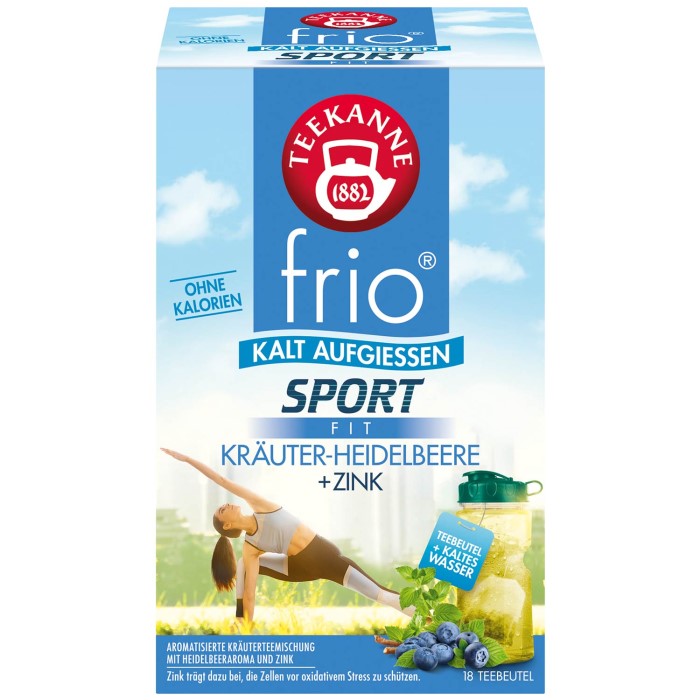 Teekanne frio Sport Kräuter-Heidelbeere Tee zum kalt aufgießen 18 Teebeutel