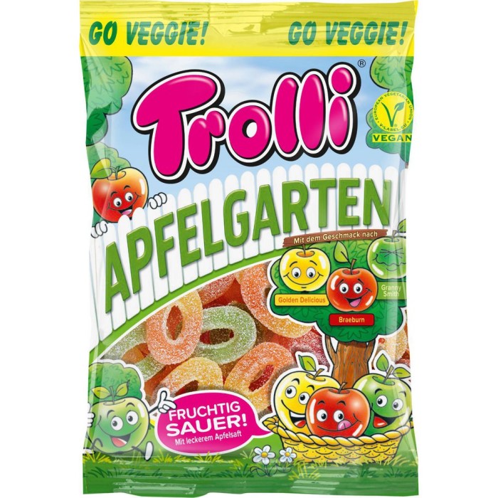 Trolli Vegane Fruchtgummi Apfelgarten Fruchtig Sauer 150g